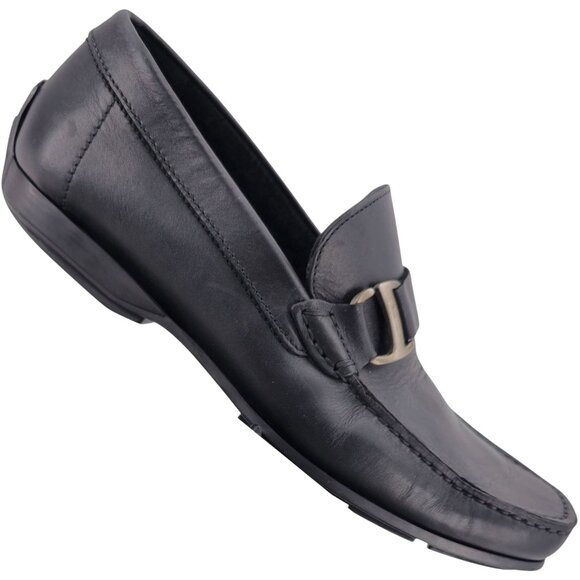 Salvatore Ferragamo Italy Mens 6.5EE Black Calf Dress Shoes Driving Bit Loafers
